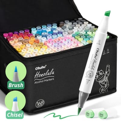 Ohuhu - Honolulu Brush & Chisel - Alcohol Art Markers - 168 kleuren
