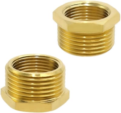 2-delige Messing Reducer van 1 Inch naar 3/4 Inch voor Hex Pijpverbinding, Bushing Reducer voor Thuis en Commercieel Gebruik