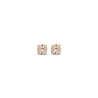 New Bling 9NBG-0559 Gouden Oorknopjes met Zirkonia 3mm - Champagne - Rond - 14 Karaat - Goud