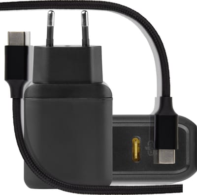 25W Power Adapter met 60W USB C to USBC Gevlochten Opladerkabel 3 Meter - USB-C Power Delivery 3.0 en PPS Super Fast Charging - Universele USB C Adapter