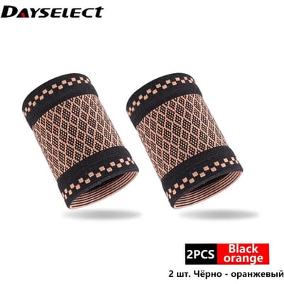 1 Paire Gantelet de Poignet en Cuivre Support Professionnel pour Sport Fitness Attelle de Poignet Protecteur Bandeau de Poignet de Compression Tricoté Élastique S