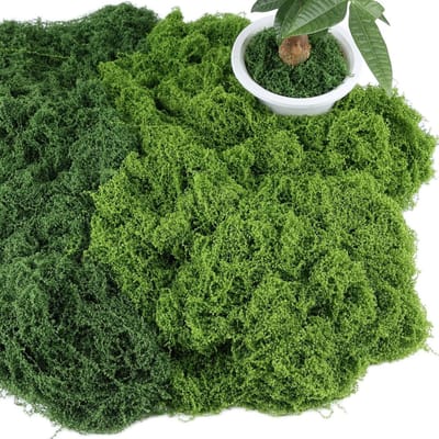 Decoratieset van 200g Kunstmos - Ideaal voor Creatieve Projecten, Modelbouw, Aquariums en DIY Wanddecoratie (Donkergroen & Lichtgroen)
