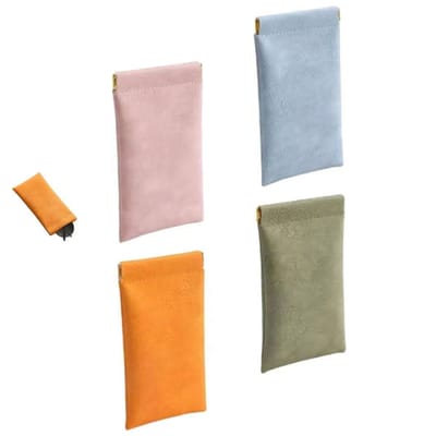 4stuks - Brillenetui - Universele opbergtas voor zonnebrillen - Brillenetui van PU-leer - Draagbare brillenkoffer -Multifunctionele opbergtas - 188*90*7 mm -oranje, groen, roze en blauw - voor brillen, muntjes, oordopjes en sieraden