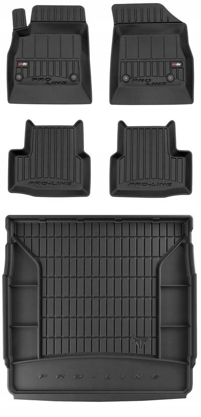 Frogum ProLine Complete Set: Luxe Rubberen Automatten + Kofferbakmat - Geschikt voor OPEL Astra K (V) Sports Tourer (Kombi) 2015-2022 - Perfecte Pasvorm - Geurloos TPE - Zwart
