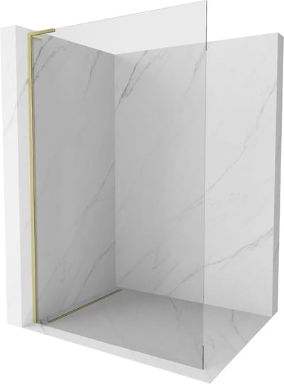Mexen Kioto L douchewand Walk-in 50 x 200 , transparant, goud geborsteld - 800-050-103-55-00