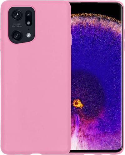 Hoesje - Geschikt voor OPPO Find X5 - Sterk & Shockproof - Siliconen Case - Hoes Cover - Telefoonhoes - Lichtroze