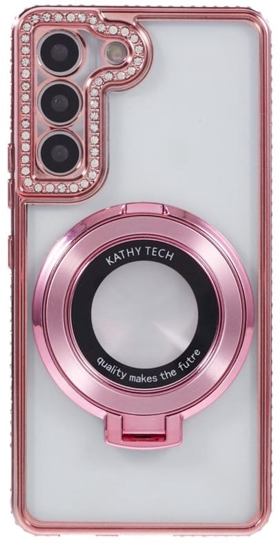 Bumper Back Cover Hoesje - Glinsterende - Schattige met Diamanten steentjes voor Dames en Meisjes - Geschikt voor: Samsung S25 - Roze