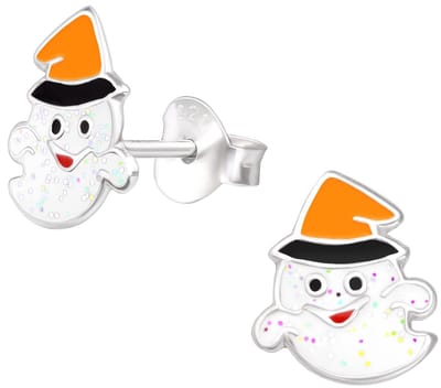 Joy|S - Zilveren spook oorbellen met heksenmuts - 8 x 9.5 mm - halloween - kinderoorbellen