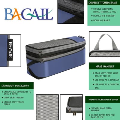 Reis Organizer Set - Koffer Indeler - Bagage Inpakken - Uitschuifbare Compressie - 6 Delig - Marineblauw