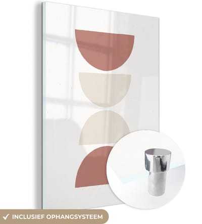 MuchoWow® Glasschilderij 120x160 cm - Schilderij acrylglas - Minimalisme - Pastel - Design - Foto op glas - Schilderijen