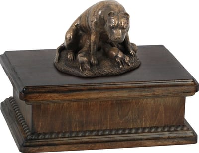 Elegante urn voor Staffordshire Bull Terrier met hondenstandbeeld
