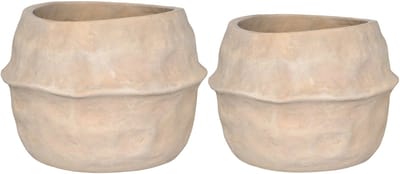 PTMD Kendra Natural Terracotta Pot With Wave Border SV2
