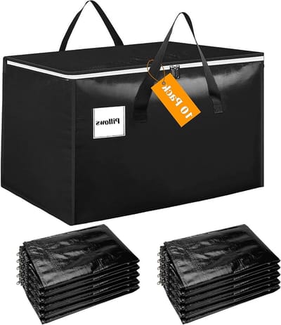 Allecta - Grote opbergtas van 100 liter met ritssluiting en handvat, waterdicht en geweven - ideaal voor verhuizingen, dekbedden en campingopslag