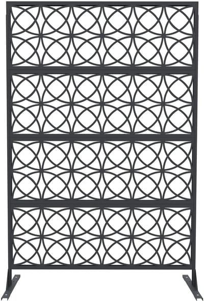 RosaBloom Luxe Privacy Scherm - Ruimteverdeler - Tuinafscheiding - Elegant Geometrisch Patroon - Onderhoudsvrij - 117x180cm - Metaal - Zwart