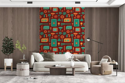 Behang - Fotobehang Patroon - Retro - Gereedschap - Breedte 165 cm x hoogte 220 cm