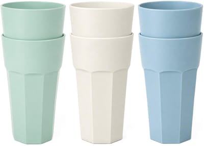 Plasticforte onbreekbare drinkglazen - 6x stuks - kunststof/plastic - mix van 3 kleuren - 600 ml - 16 cm - stapelbaar