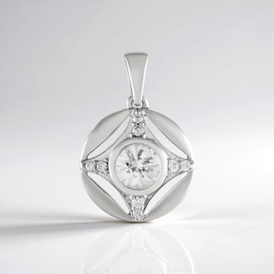 Cavill - Zilveren Hanger 925 Sterling Zilver Geplatineerd - Cambodjaanse Zirkoon 1.116 ct Rond Briljant - Elegante Dameshanger