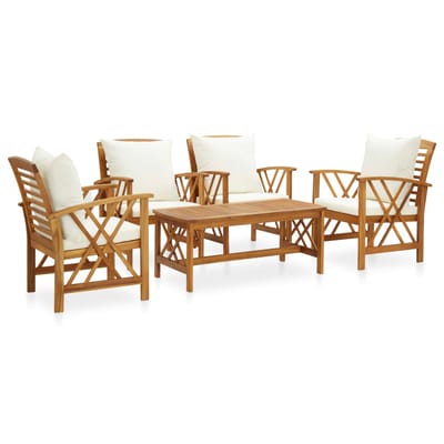 vidaXL - 5-delige - Loungeset - met - kussens - massief - acaciahout