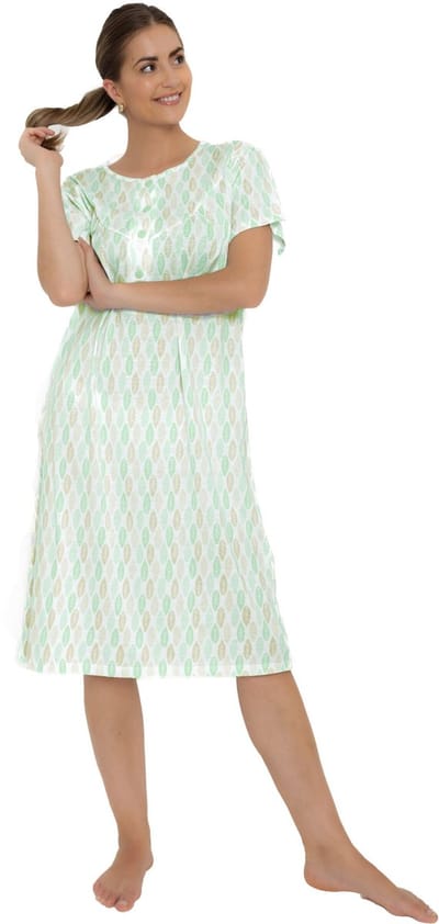 Cocodream Nachthemd 'Green Checked' - Dames Nachtmode - Korte Mouw - Groen - Maat L