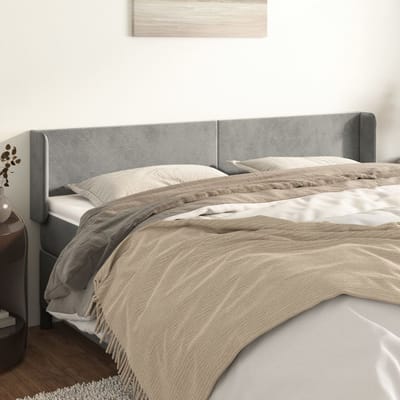 vidaXL - Hoofdbord - met - randen - 183x16x78/88 - cm - fluweel - lichtgrijs