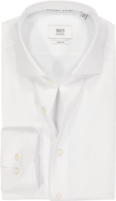 ETERNA 1863 slim fit premium overhemd - 2-ply twill heren overhemd - wit - Strijkvrij - Boordmaat: 46 (EU maat: XXL)