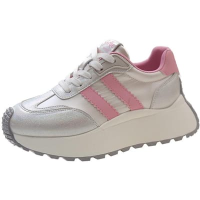 Echt leren platform Argan schoenen Dames lente nieuwe hoogte toenemende dikke sneakers Dames modieuze ademende sneakers 40 gray