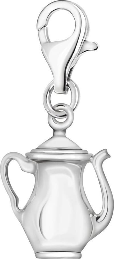 Quiges – 925 - Zilver – Charm - Bedel - Hanger - 3D Theepot - met – sterling - zilver - karabijnslot - geschikt - voor -Bedelarmband HC163