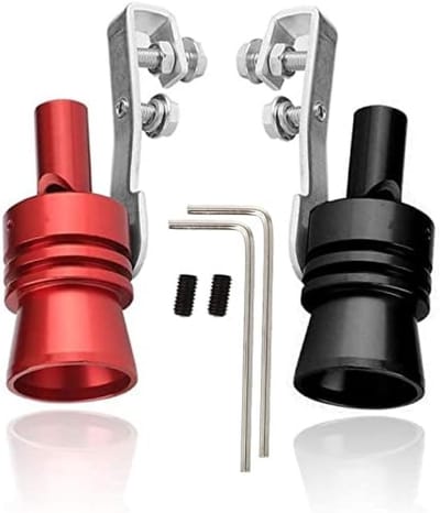 PolkaHome 2 stuks Turbo Geluid Simulator Uitlaatpijp voor Auto's en Motorfietsen - Zwart/Rood - Eenvoudig te Installeren - Hoogwaardige Aluminiumlegering