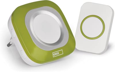 Draadloze Deurbelset - Bel met Drukknop - Huis en Kantoor - Zelflerende Koppeling - 150m Bereik - Wit Groen