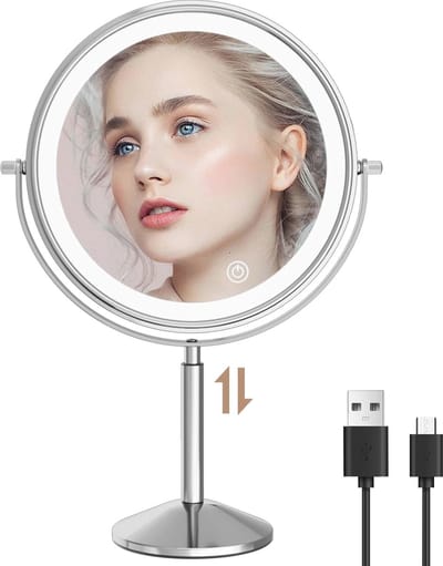 Verlicht Make-up Spiegel met 10x Vergroting en 360° Rotatie - Dimbare LED Spiegel
