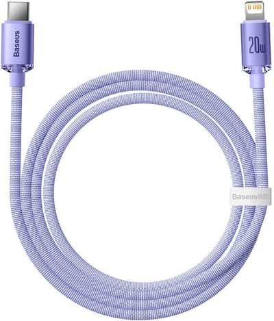 Baseus - Data Cable Crystal Shine (CAJY000205) - Type-C to Lightning, 20W, 1.2m - Purple