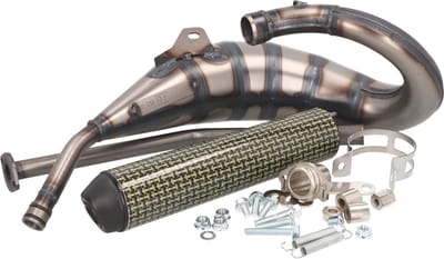 Uitlaat Yasuni Cross HM Max kevlar bovenlangs Aprilia RX, SX en Derbi 50cc 2 Takt