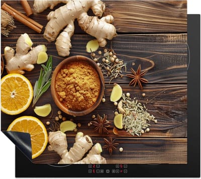 Inductiebeschermer Keuken - Aanrechtblad Beschermer - Extra Werkruimte - Uniek Foto Print - 60x52 cm - Houtprint