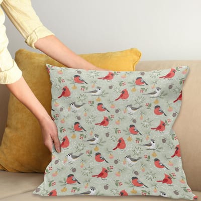 ABAKUHAUS Kerst Kussenhoes – Dubbelzijdig bedrukt, 40x40 cm, Hellgroen/Multicolor