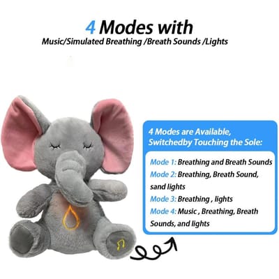 4 Modi Baby Ademhaling Verzachtende Olifant Pluche Pop Speelgoed Slaapmaatje Muziek En Licht Pop Sensorisch Knuffeldier Kinderen Cadeau