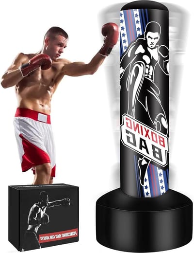 70 inch Staande Bokszak voor Volwassenen - Opblaasbare Zware Zak - Vrijstaande Kickbokstas - MMA Muay Thai Fitness Training - Binnen en Buiten