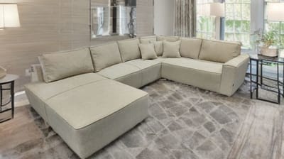 Moderne U-Vormige Hoekbank – Koningstijl - Beige Textiel – Royale Zit- en Loungebank – Inclusief Rugkussens – Luxe Bank voor Woonkamer