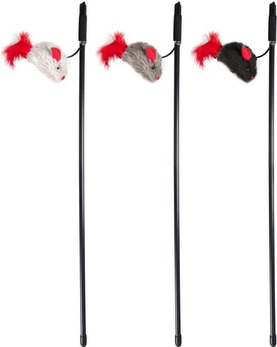 Kattenspeelgoed hengel Met Geluid - Zwart - 5 x 14 x 61