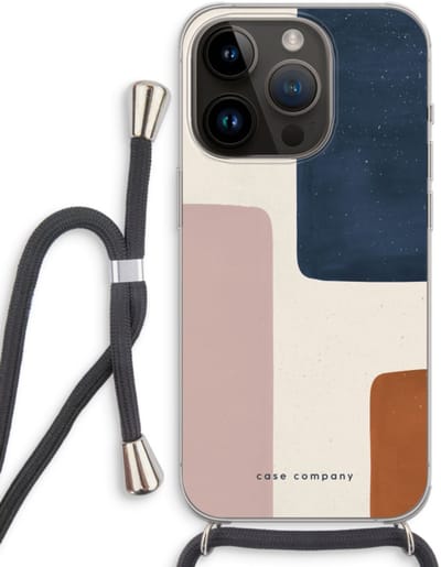 Case Company® - Hoesje met koord geschikt voor iPhone 14 Pro hoesje met Koord - Geo #5 - Telefoonhoesje met Zwart Koord - Bescherming aan alle Kanten en Over de Schermrand