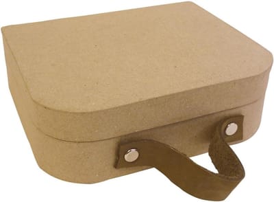 Kartonnen Koffer - Papier Mache Box - Knutselen Decoreren - Creatieve Korrel - 16 cm - Bruin