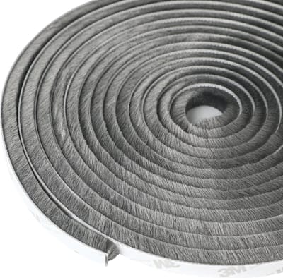 Zelfklevende Deurafdichting 9mm x 23mm x 10m - Borstelafdichting voor Deuren, Ramen en Schuifdeuren - Rubber Afdichtingsstrips voor Insectenbescherming en Tochtstopper - Grijs