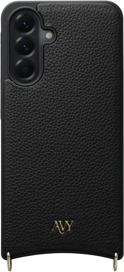 AVY Leren Hoesje geschikt voor Samsung Galaxy A57 | Compatibel met MagSafe | Leather Case | Back Cover | Haakjes voor koord | Zwart