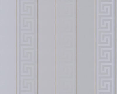 GRIEKSE SLEUTEL STREPEN BEHANG | Chique - zilver goud - A.S. Création Versace