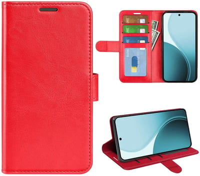 MobyDefend Hoesje - Geschikt voor Oppo Reno14 F / Oppo Reno14 FS - Wallet Book Case (Sluiting Achterkant) - Rood
