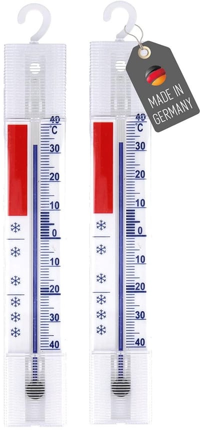 Koelkastthermometerset - 2 stuks, analoge thermometer voor koel- en vriesapparaten met haken