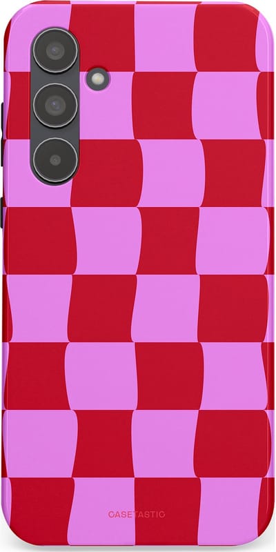 Casetastic hoesje geschikt voor Samsung Galaxy A55 - Dubbellaagse bescherming - Dansend Ruitje - Fashion Case - Rood Lavendel Roze