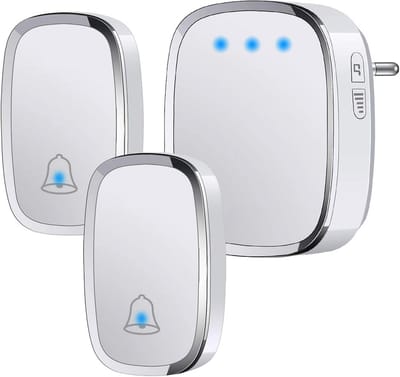 Draadloze Deurbel Waterdicht IP44 met 300M Bereik, LED-indicator, 2 Zenders en 1 Ontvanger, 5 Volume Instellingen en 36 Beltonen