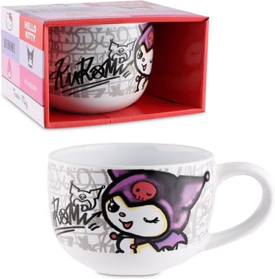 Hello Kitty mok 600 ml graffiti ontwerp - Keramische mok met handvat, Sanrio design, Ideaal als cadeau voor kinderen en fans, Geschikt als koffiemok of mueslikom