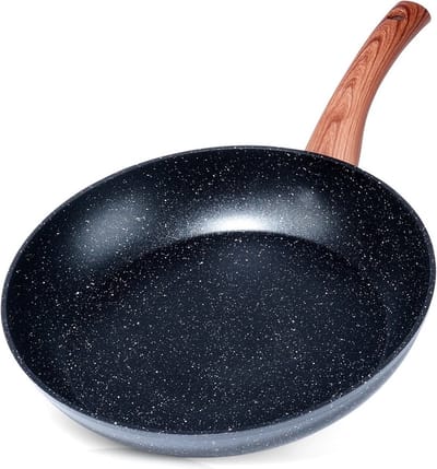 Koekenpan Graniet BLACK&WOOD 28 cm - Multifunctionele Pan voor Vlees - Groenten