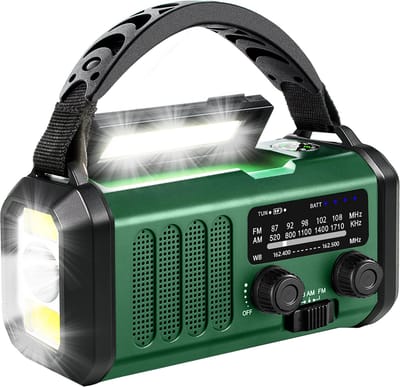 Noodradio Solar Opwindbaar – Radio met Zonnepaneel & Handzwengel – Powerbank en Zaklamp – Voor Noodpakket, Camping en Outdoor